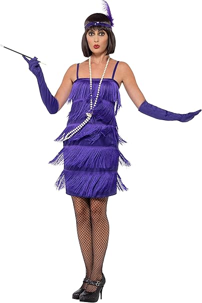 Plus Size Purple Glamour Gatsby Flapper Costume with Gloves and Headpiece Smiffy's Genuine Brand
