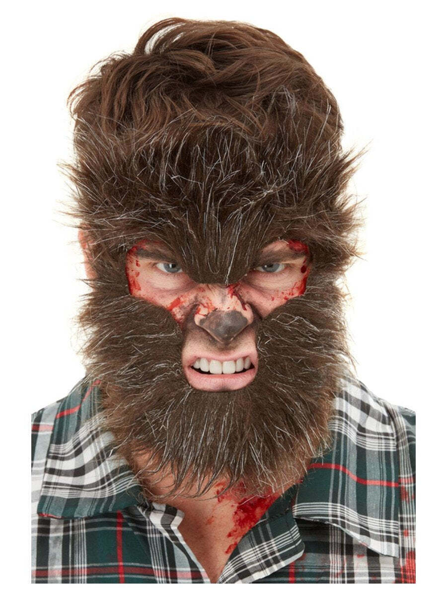 Werewolf Fake Fur Mask Make up Special FX Halloween Costume Accessory