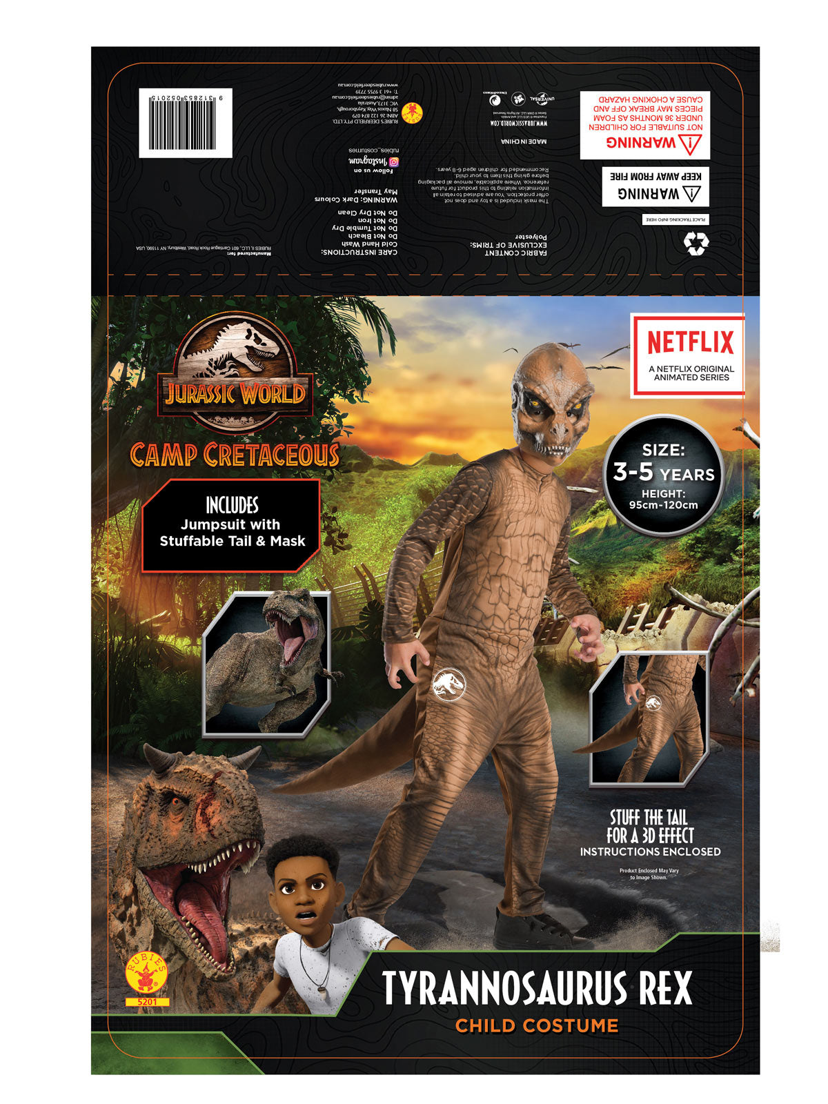 T-Rex Classic Child Costume Jurassic World Licensed Costume (CAMP CRETACEOUS)