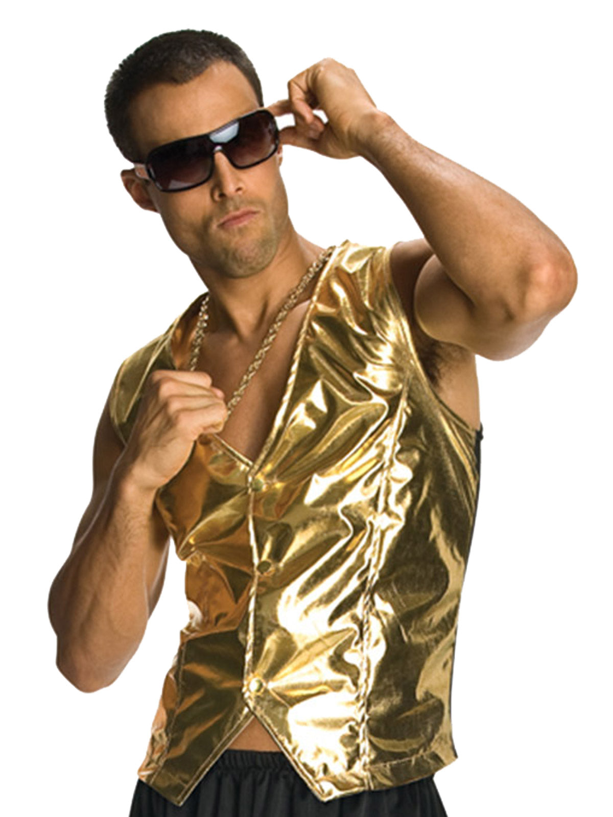 Rapper Gold Vest 90's Rapper Adult Men's Costume