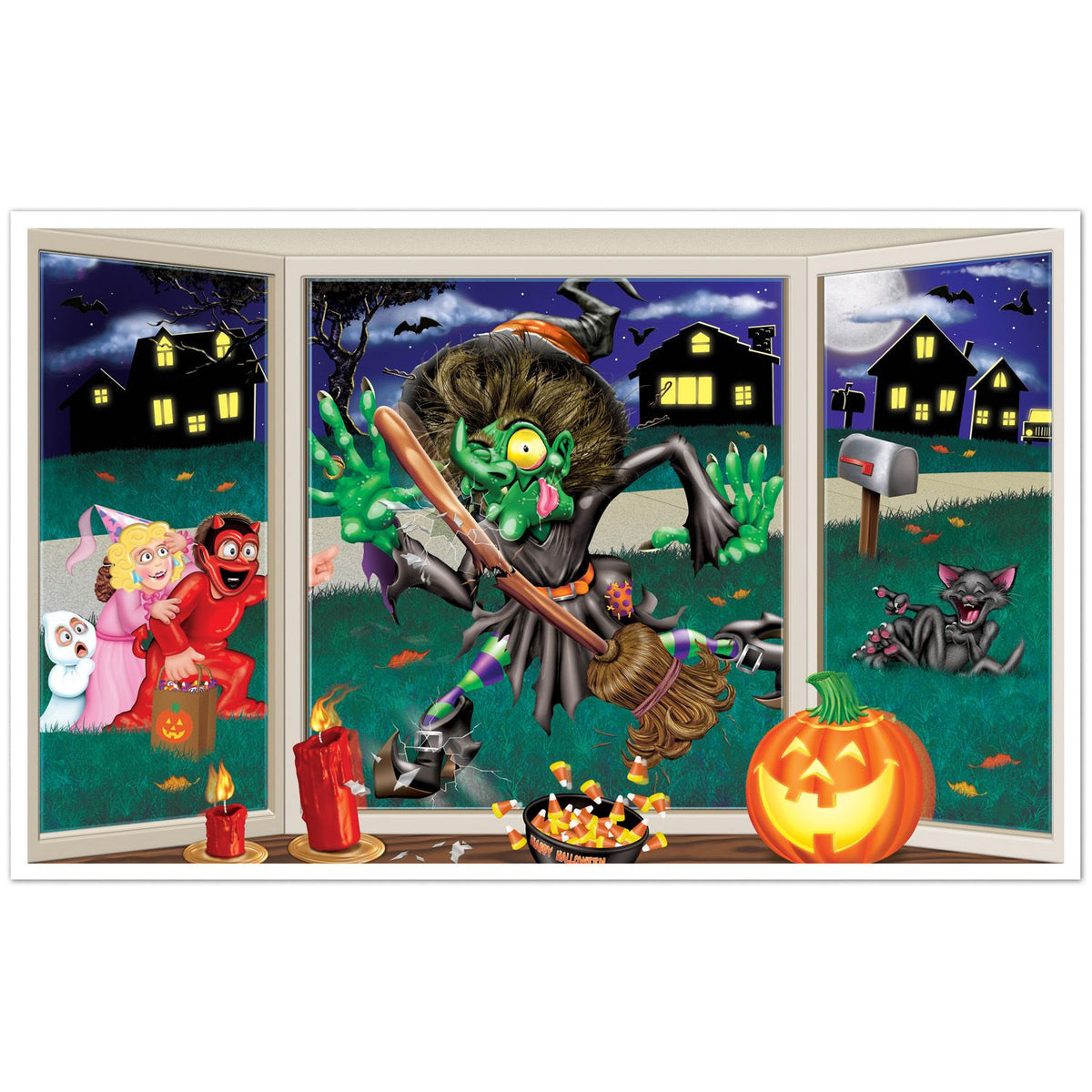 Halloween Wall Decoration Crashing Witch window prop 157cm