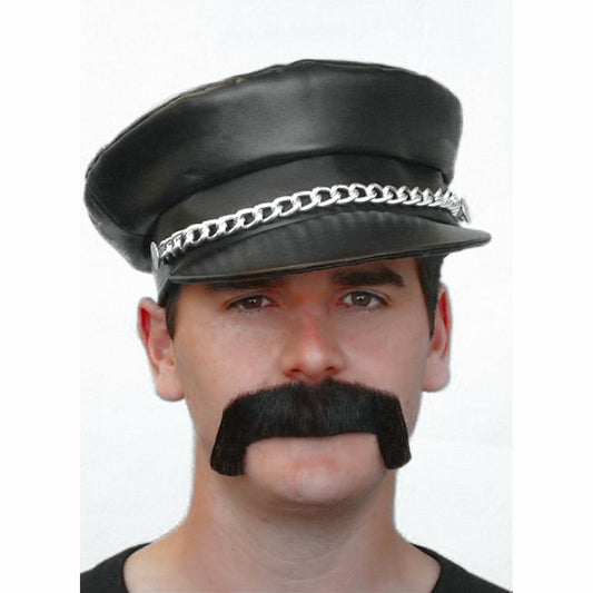 Fake Moustache Bikie Trucker Merv Hughes Leather Daddy Mens Black Realistic