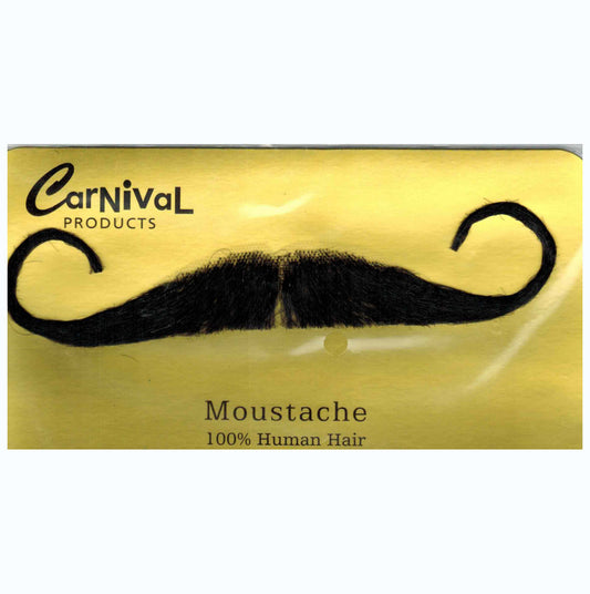 Outlaw Gunslinger Handlebar Moustache Black Human Hair Quality Natural Looking