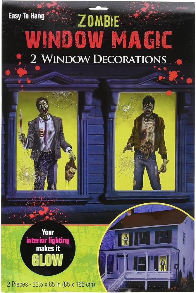 Zombie Window Magic Halloween Decoration Set of 2 size 85 x 185cm each