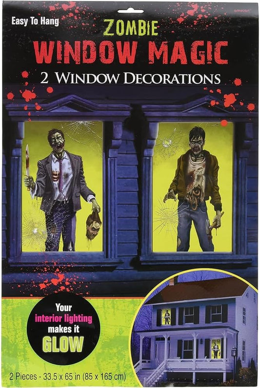 Zombie Window Magic Halloween Decoration Set of 2 size 85 x 185cm each