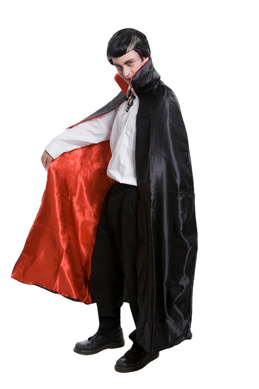 Deluxe Black and Red Cape with High Collar