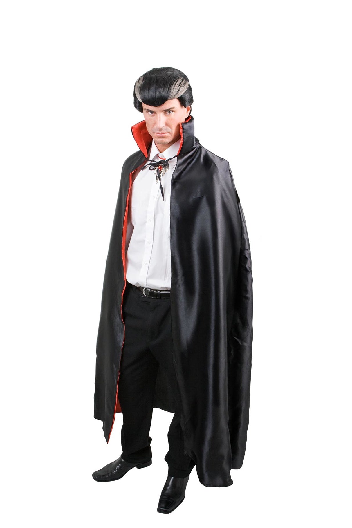 Deluxe Black and Red Cape with High Collar