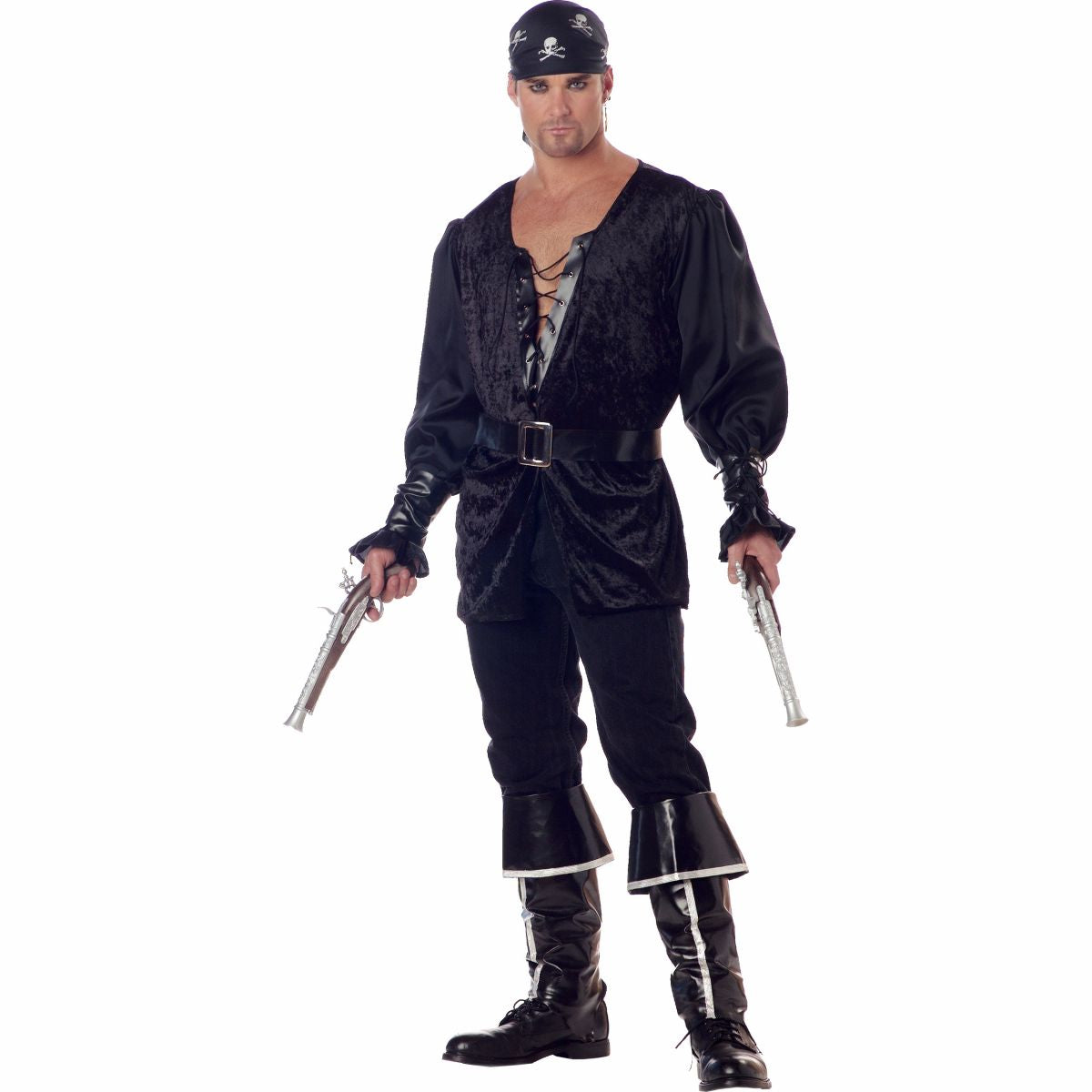 Blackheart Black Pirate Swashbuckler Buccaneer Men's Fancy Dress Costume