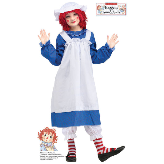 Raggedy Ann Deluxe Girls Costume with Wig Licensed Costume