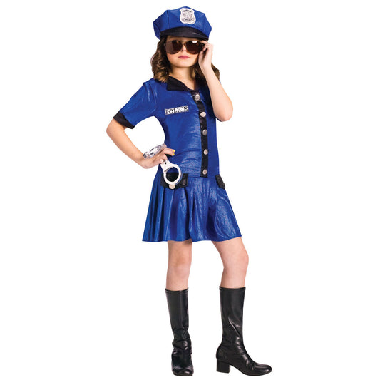 Girls Police Officer Child Fancy Dress Costume with Hat