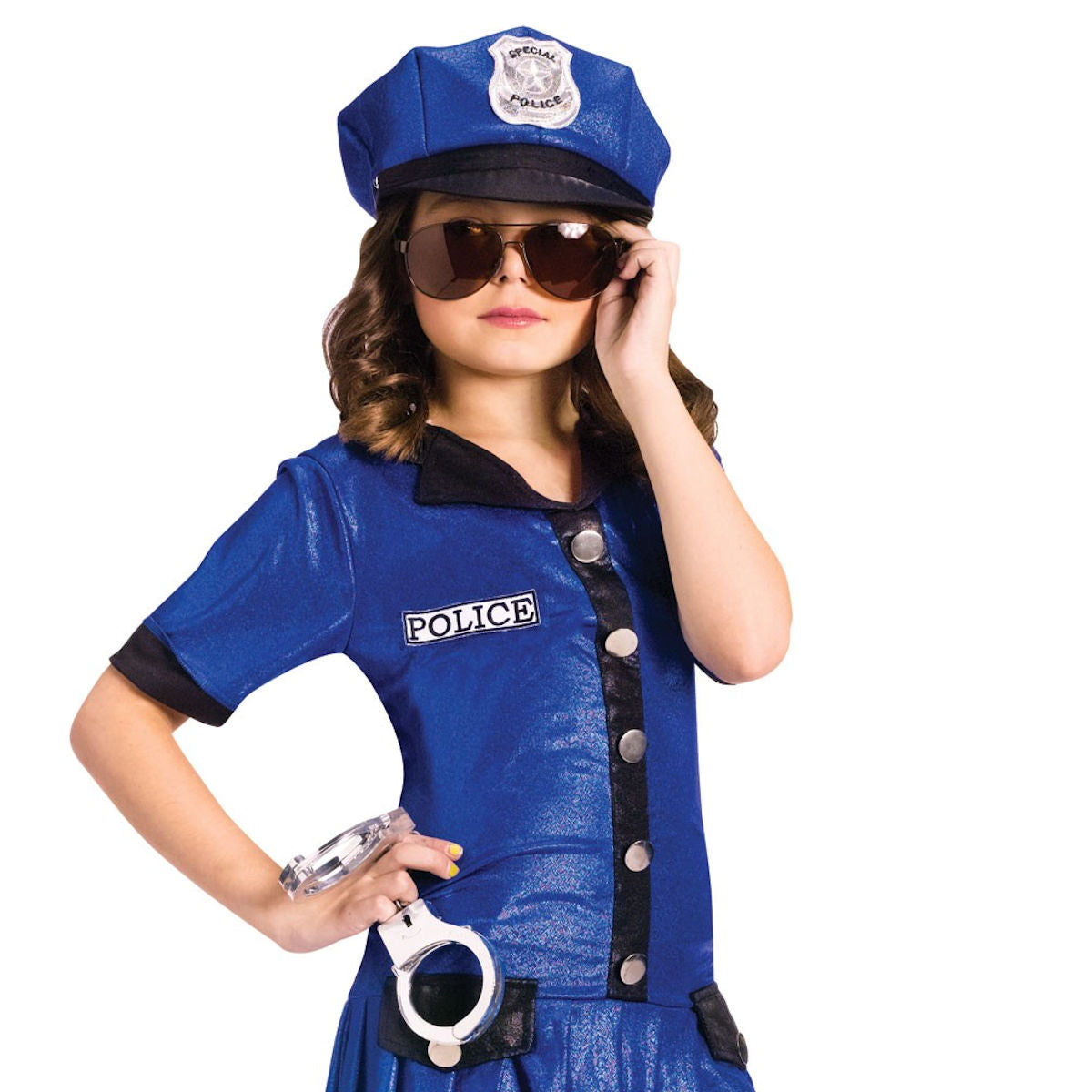 Girls Police Officer Child Fancy Dress Costume with Hat