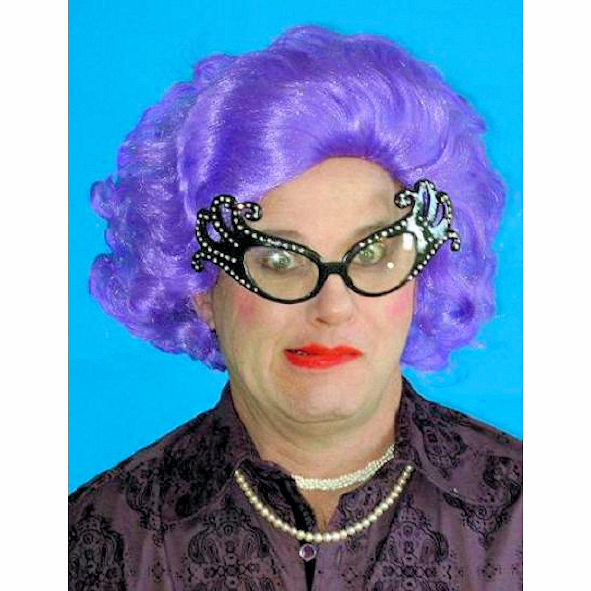 Dame Edna Purple Wig and Glasses SET