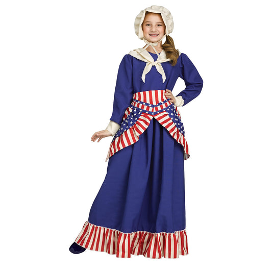 Betsy Rose Colonial Pioneer Girls Fancy Dress Costume