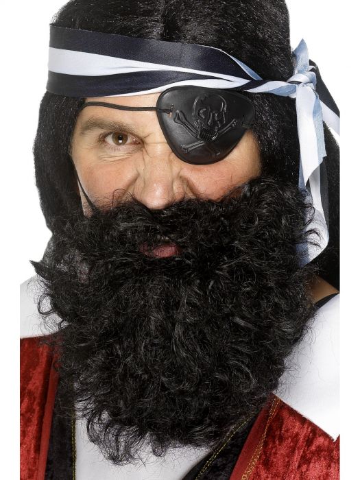 Deluxe Pirate Beard and Moustache Black Costume Accessory