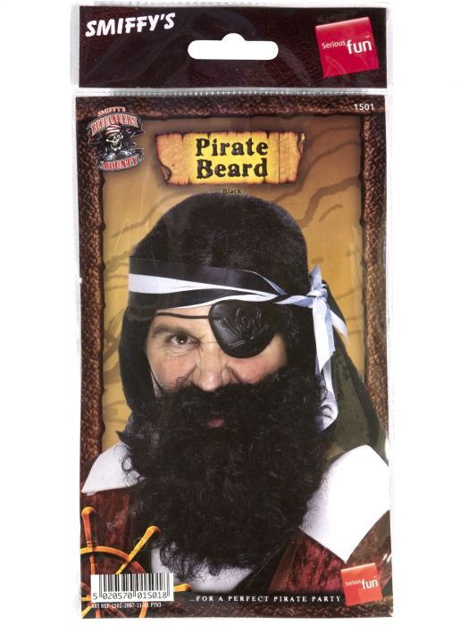 Deluxe Pirate Beard and Moustache Black Costume Accessory