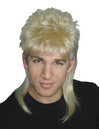 Mullet Wig Blonde Hair 70's 80's Bogan Men's Fancy Dress Costume Wig