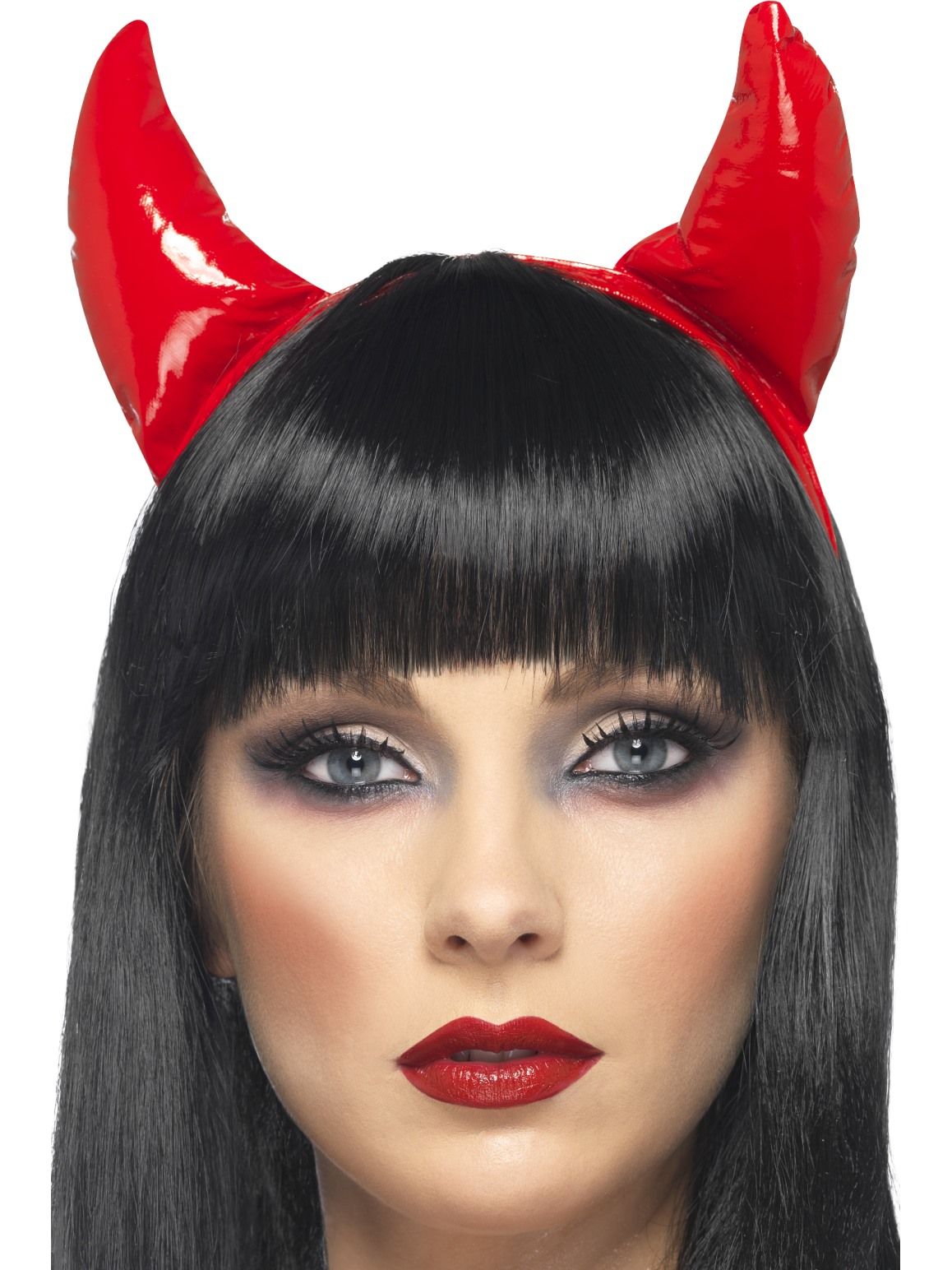 Red PVC Devil Horns on Headband Sexy Costume Accessory