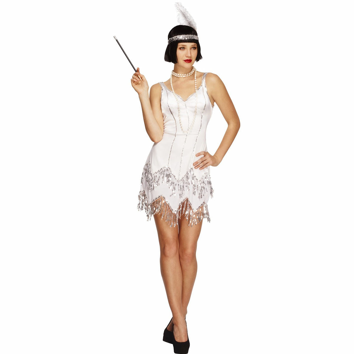 Flapper 1920's White Dazzle Gatsby Speakeasy Women's Costume Fever Genuine