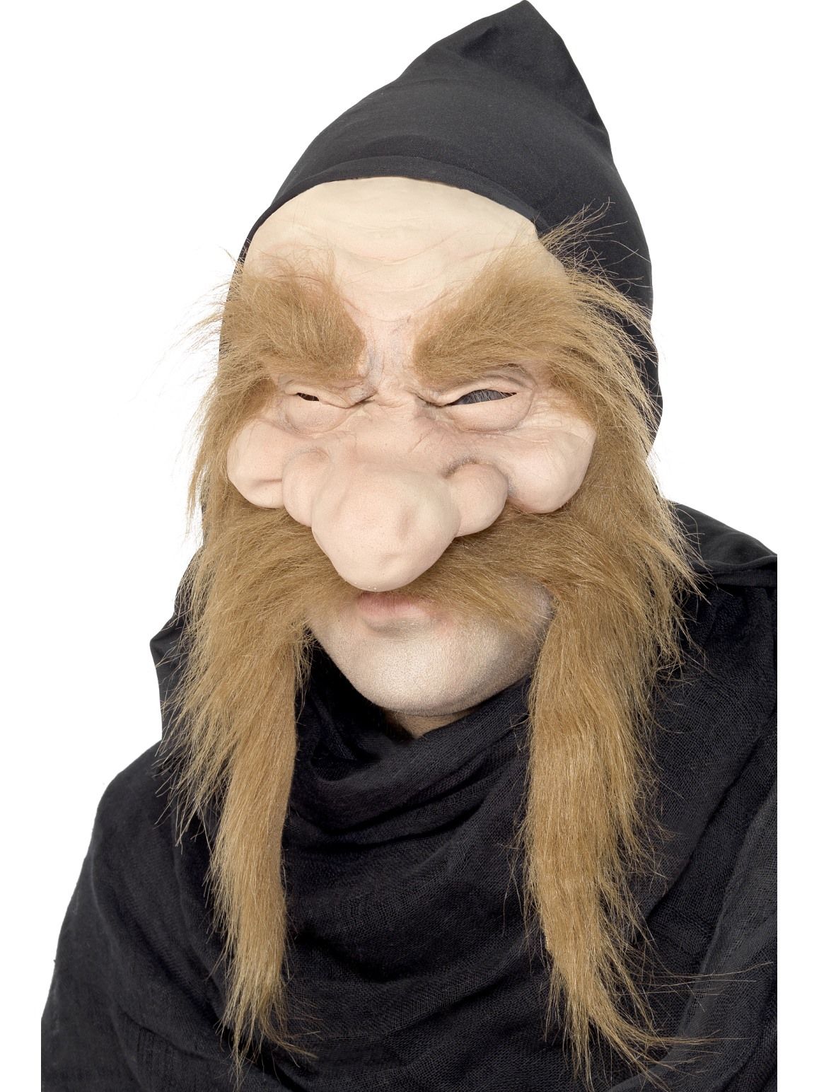 Dwarf Gold Digger Half Mask with Hood Rubber Halloween Costume Accessory