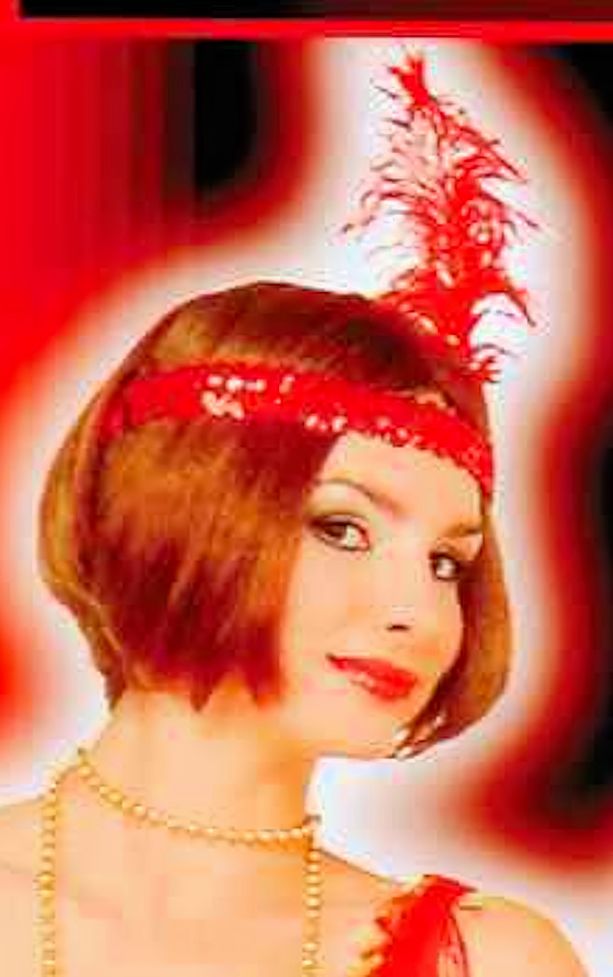 1920s Flapper Gatsby RED feather SEQUIN Headband headpiece Burlesque
