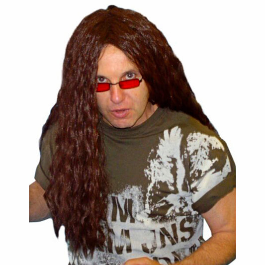 Heavy Metal Rocker Long Brown Hair Wig Men's Costume Party Accessory