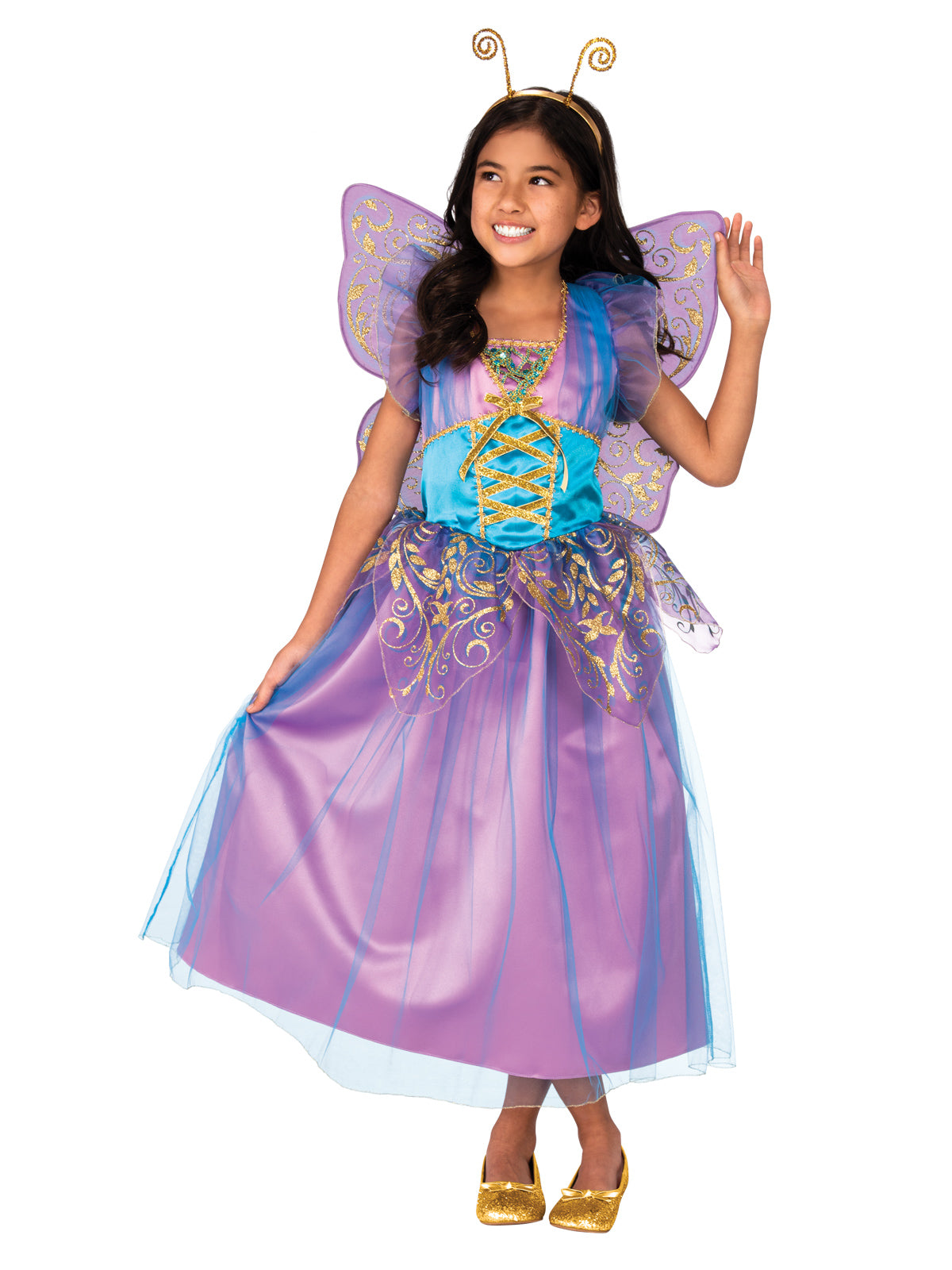 Purple Sparkle Fairy Girl's Child Costme with Wings