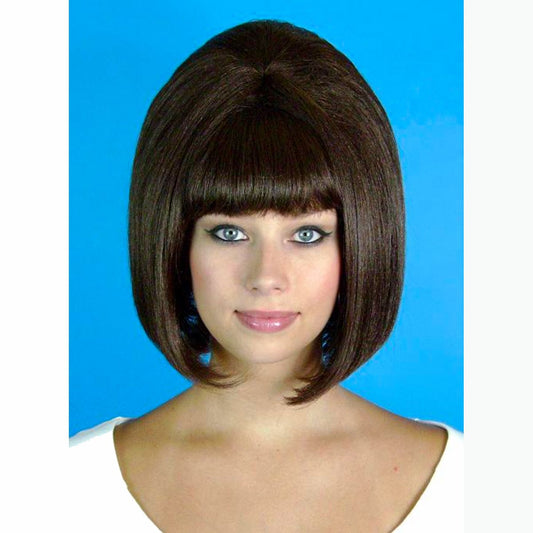 60's Beehive Hairspray Deluxe Wig Dark Brown Hair