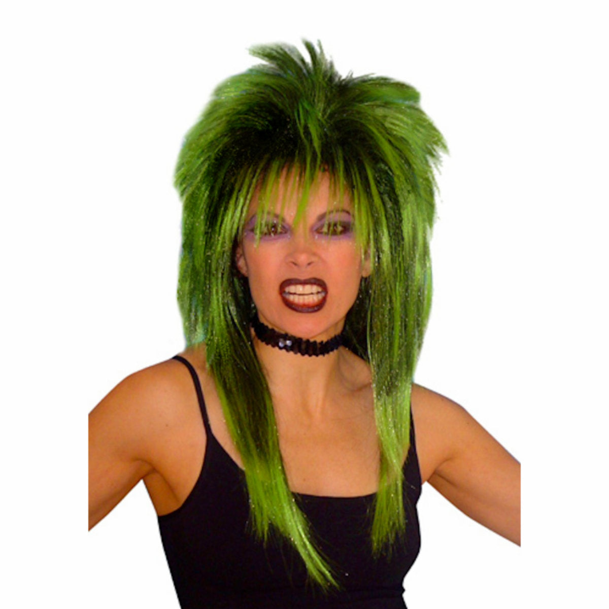 1980's Spiky Punk Vamp Green Deluxe Wig Mullet Styled Costume Wig