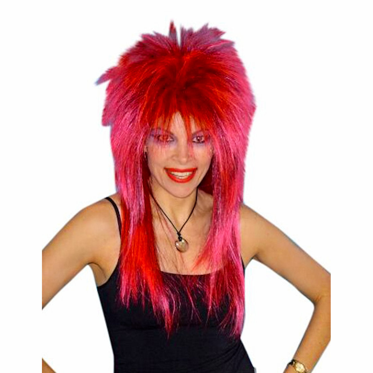 1980's Spiky Punk Vamp Pink Deluxe Wig Mullet Styled Costume Wig