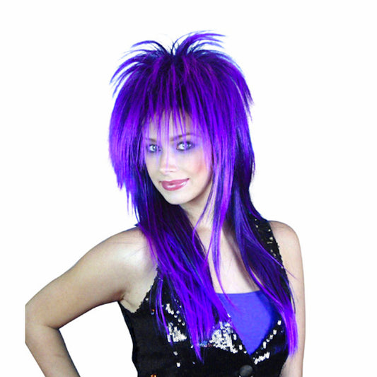 1980's Spiky Punk Vamp Purple Deluxe Wig Mullet Styled Costume Wig