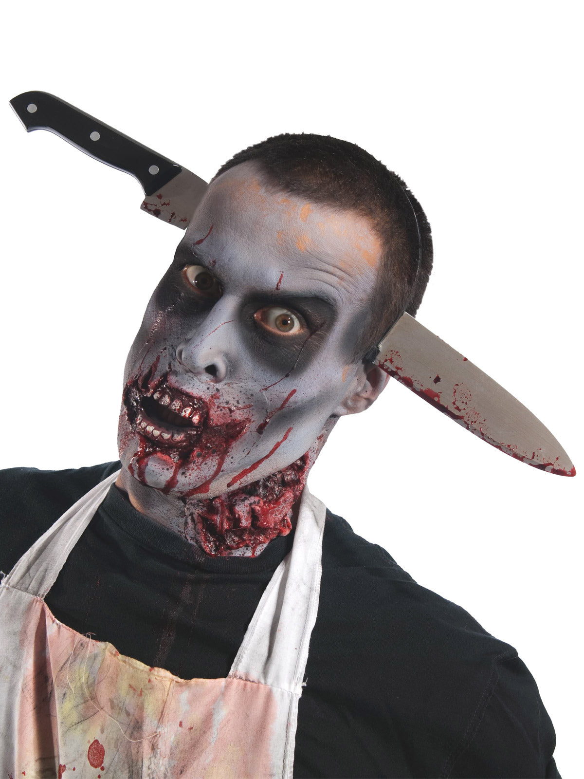 Zombie Kitchen Knife Through Head Halloween Costume Accessory