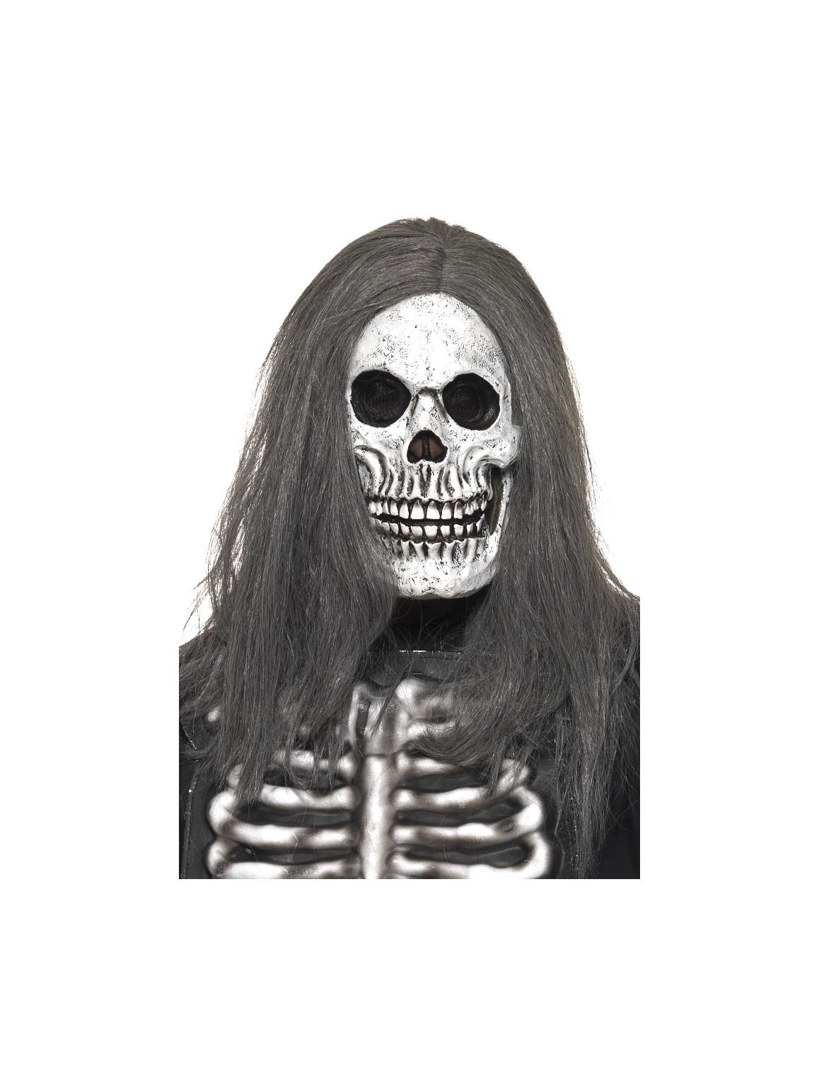 Sinister Skeleton Halloween Mask Foam Latex with Hair