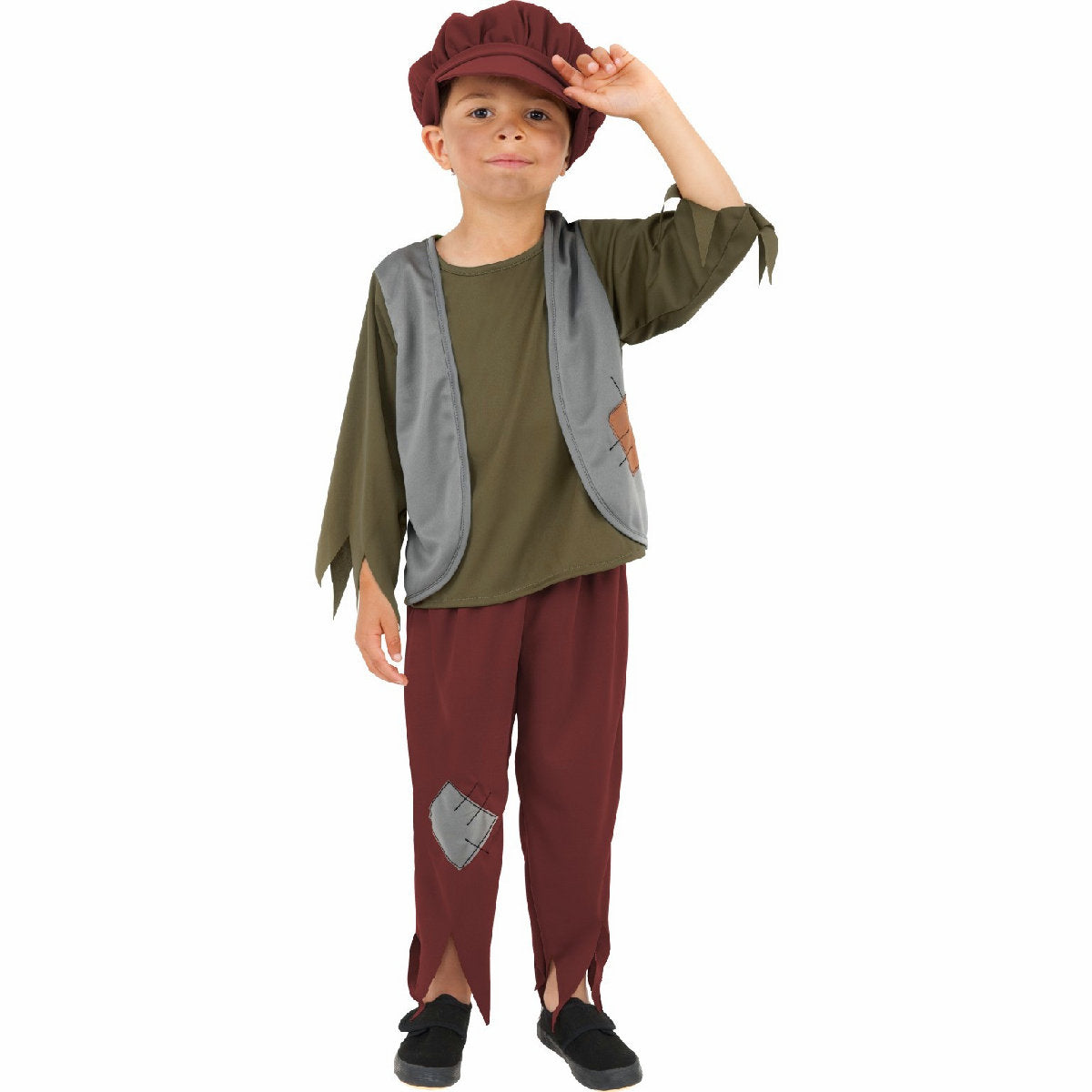 Oliver Twist Victorian Poor Boy Street Urchin Tiny Tim Costume with Hat