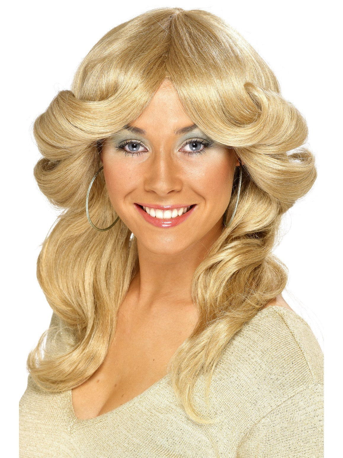 1970's Disco Flick Chick Long Blonde Women's Costume Wig