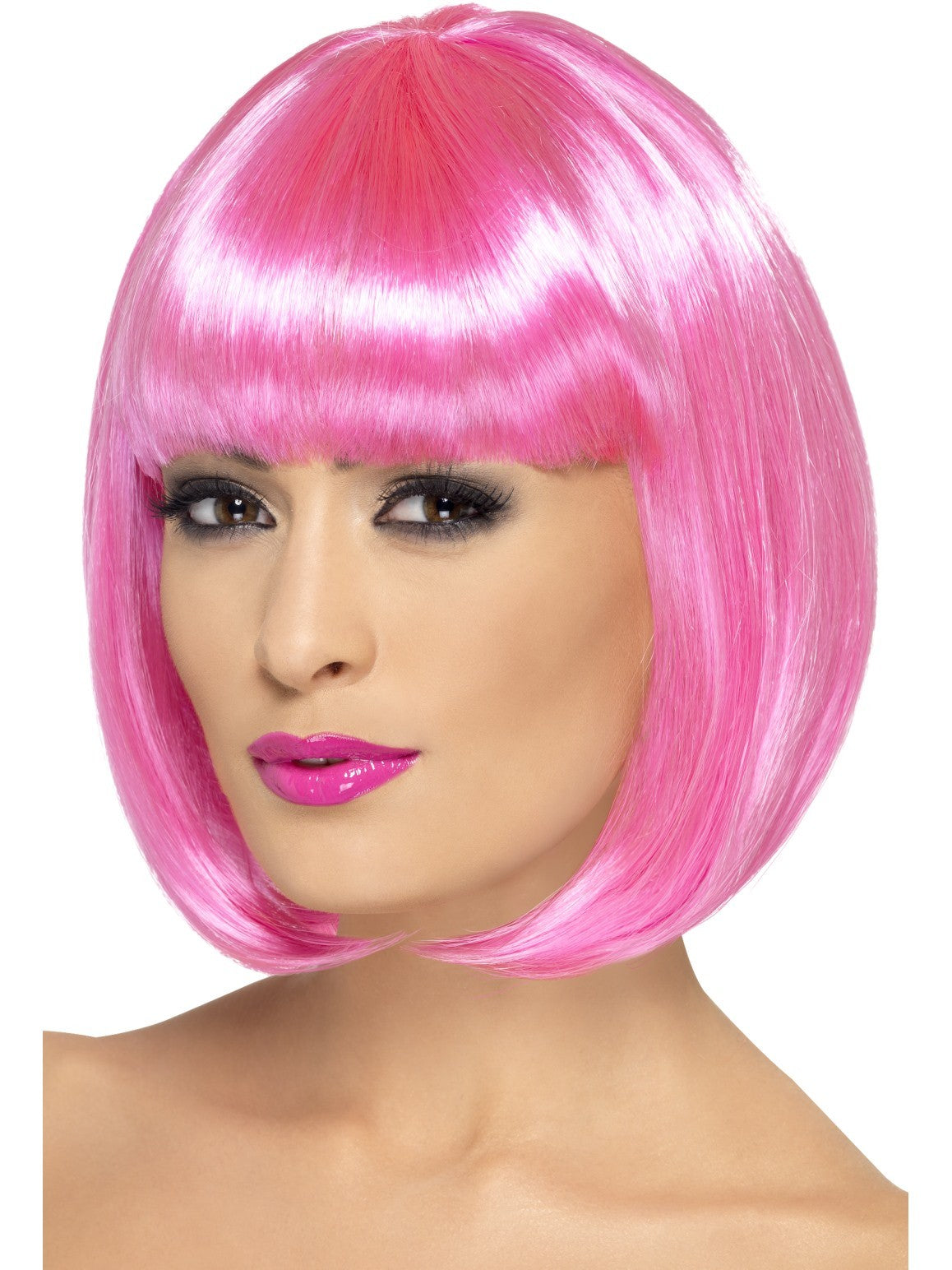 Pink Short Bob Music Festival Wig 12" Length Straight Hair Costume Wig