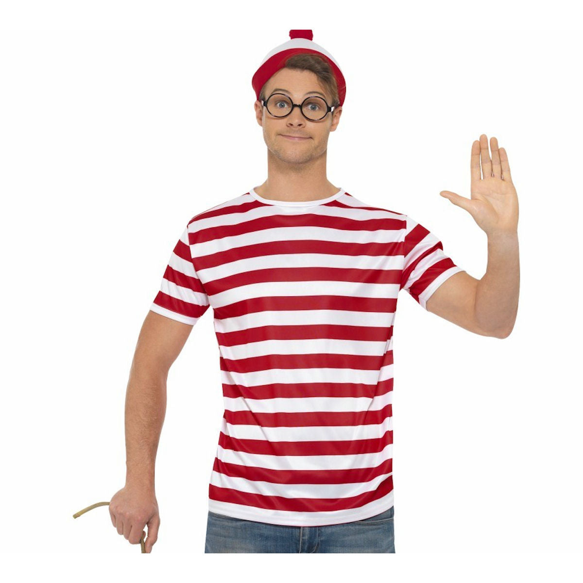 Where's Wally Instant Kit Costume with Red & White Top, Hat,  and Glasses