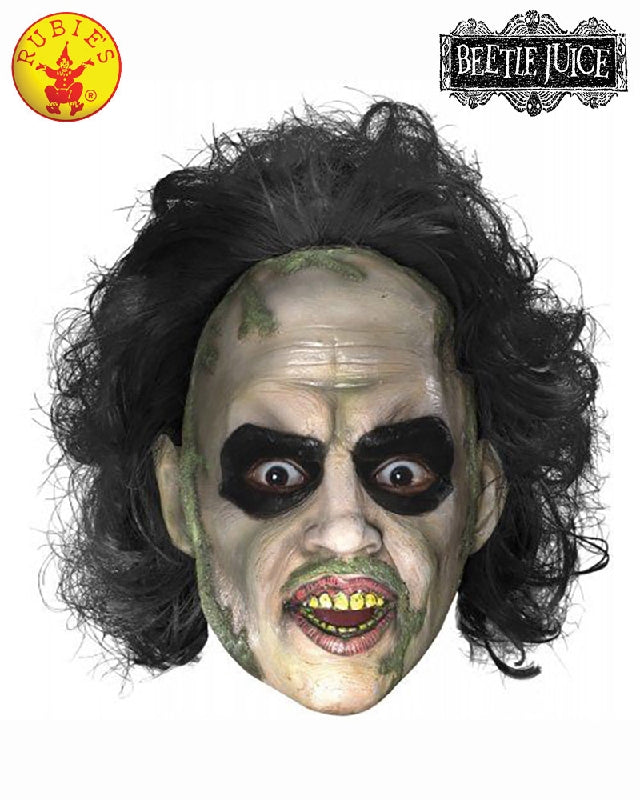 Beetlejuice Mask with hair, 3/4 face, adult size licensed