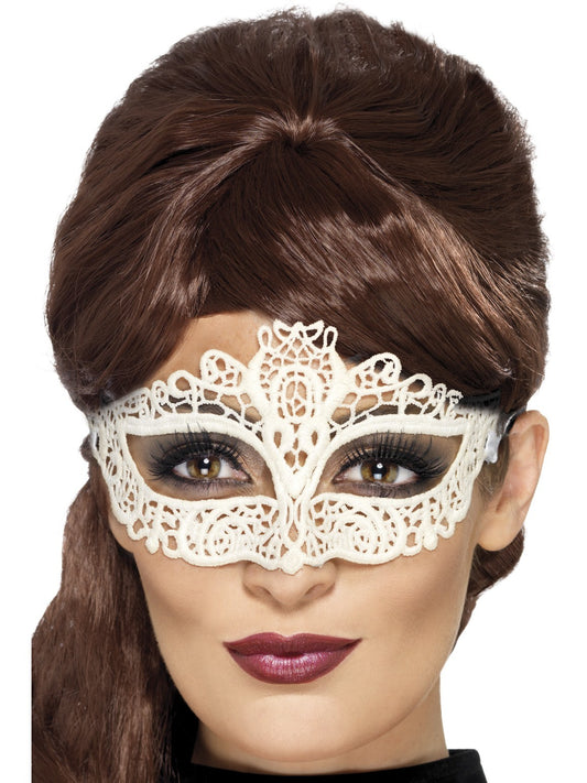 White Lace Mask Embroidered Lace Filigree Eyemask