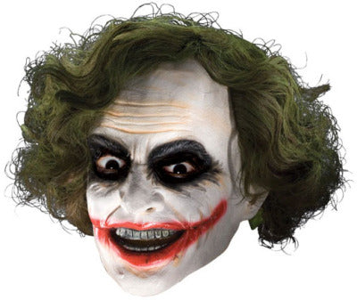 The Joker Adult Mask with hair, 3/4 face.  Licensed