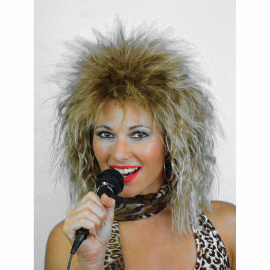 80's Heavy Metal Rockstar Tina Turner Diva Fancy Dress Costume WIG