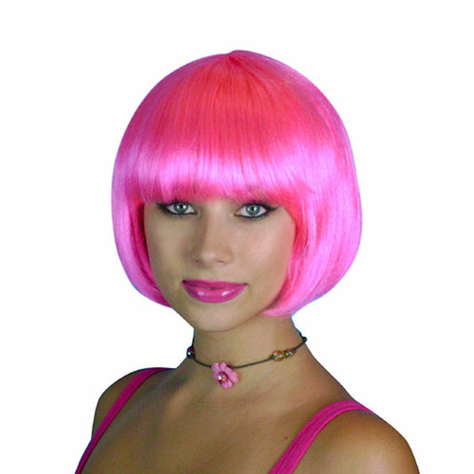 HOT Pink Short Bob Deluxe WIG Festival Fancy Dress Costume Wig