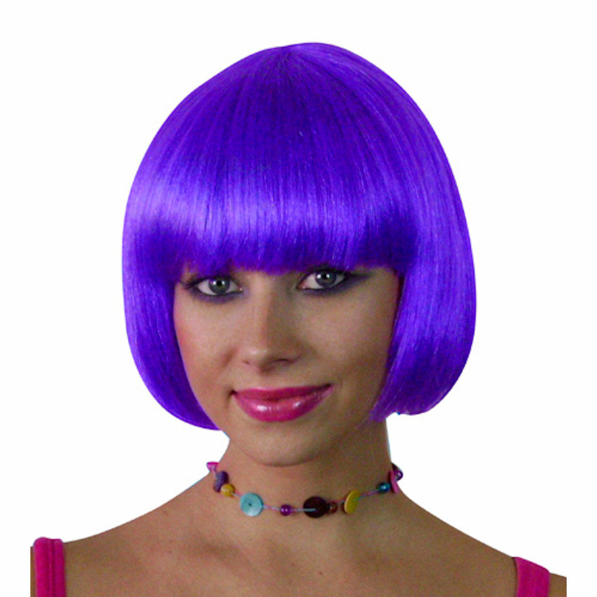 Bright Purple Short Bob Deluxe WIG Fancy Dress Costume Wig