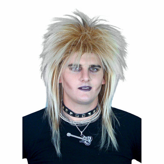 1980's Punk Rockstar Mullet Blonde Fancy Dress Costume Wig