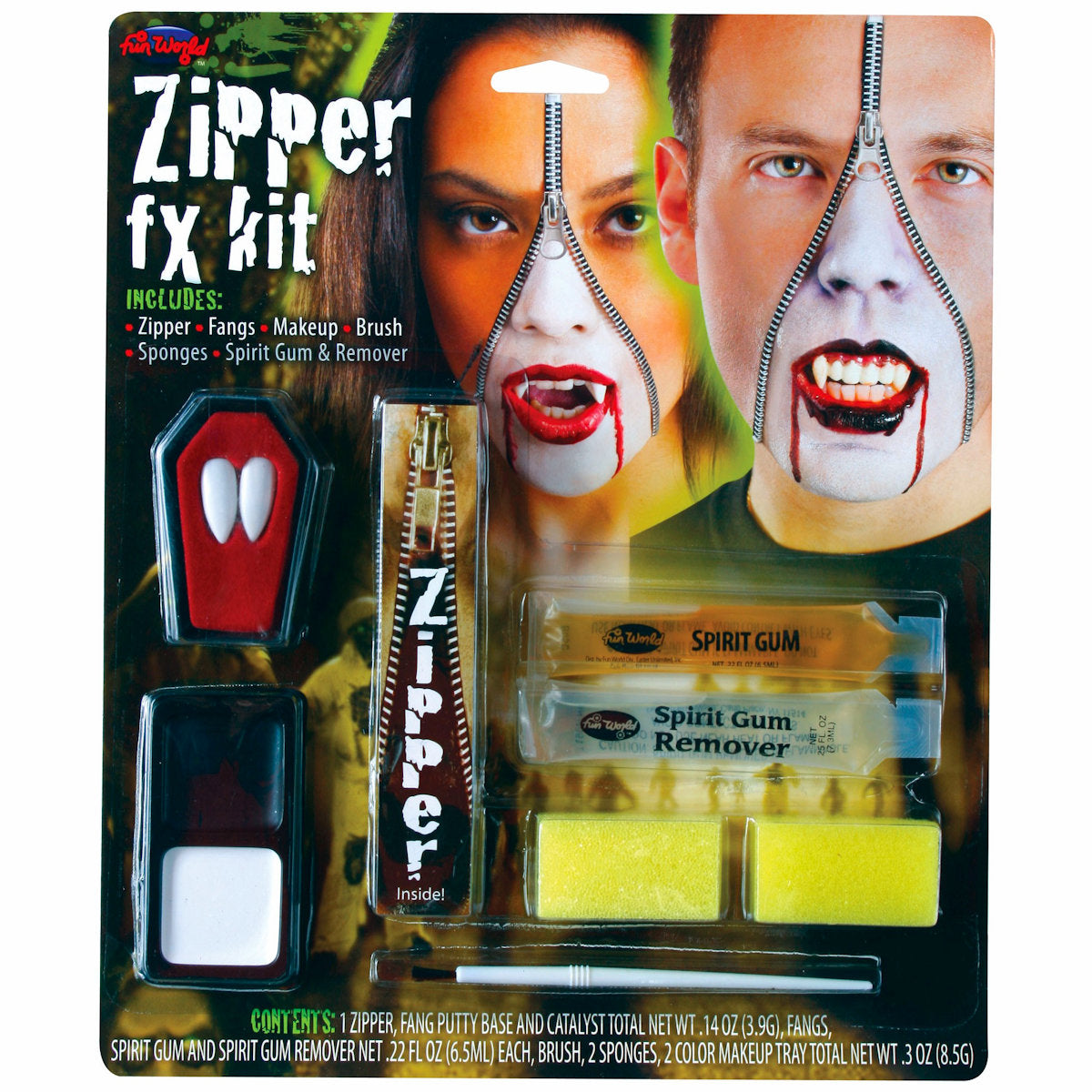 Horror Zipper Face Vampire Dracula Deluxe Makeup FX Kit Halloween Accessory