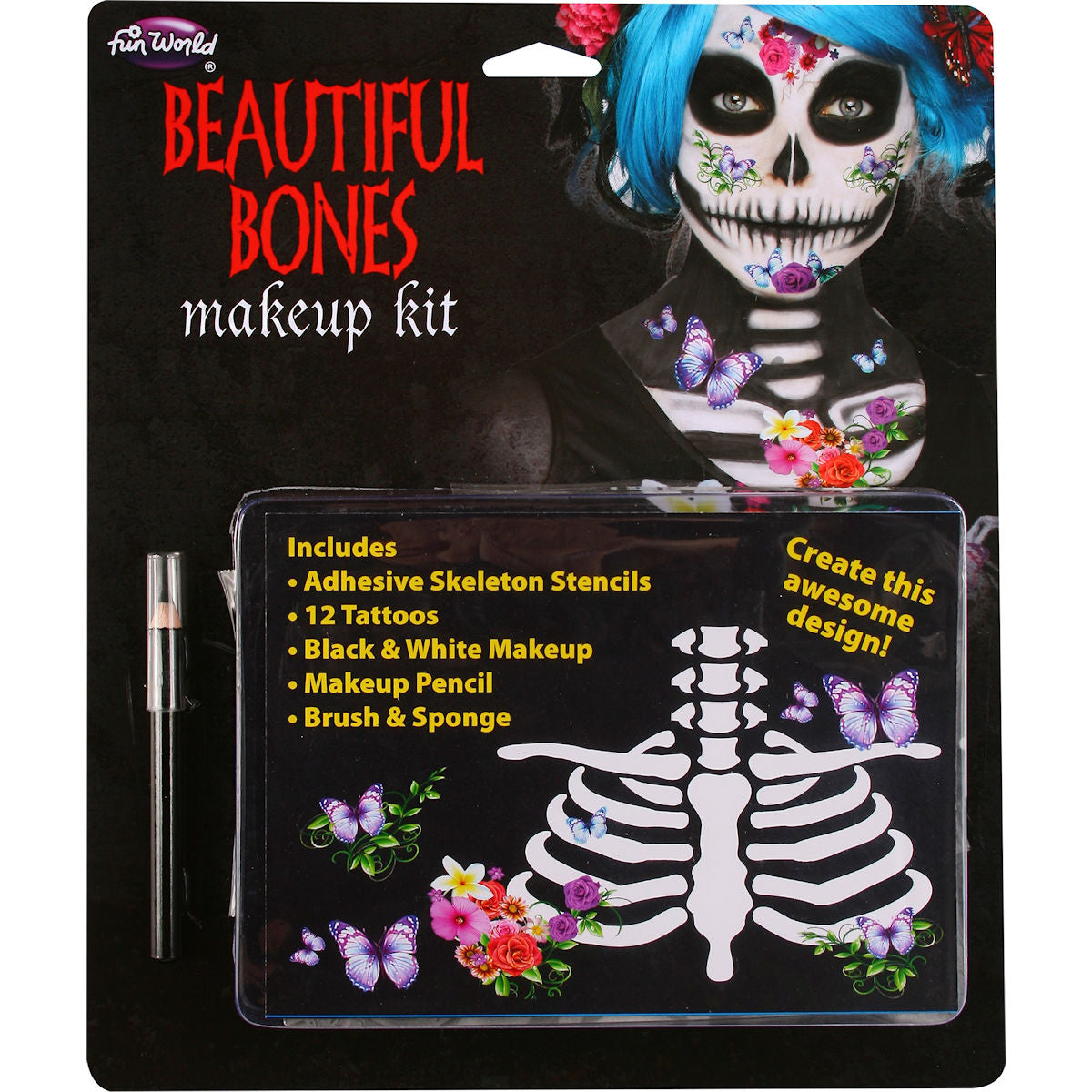 Day of the Dead Halloween Makeup Kit Beautiful Bones Special FX Halloween Makeup