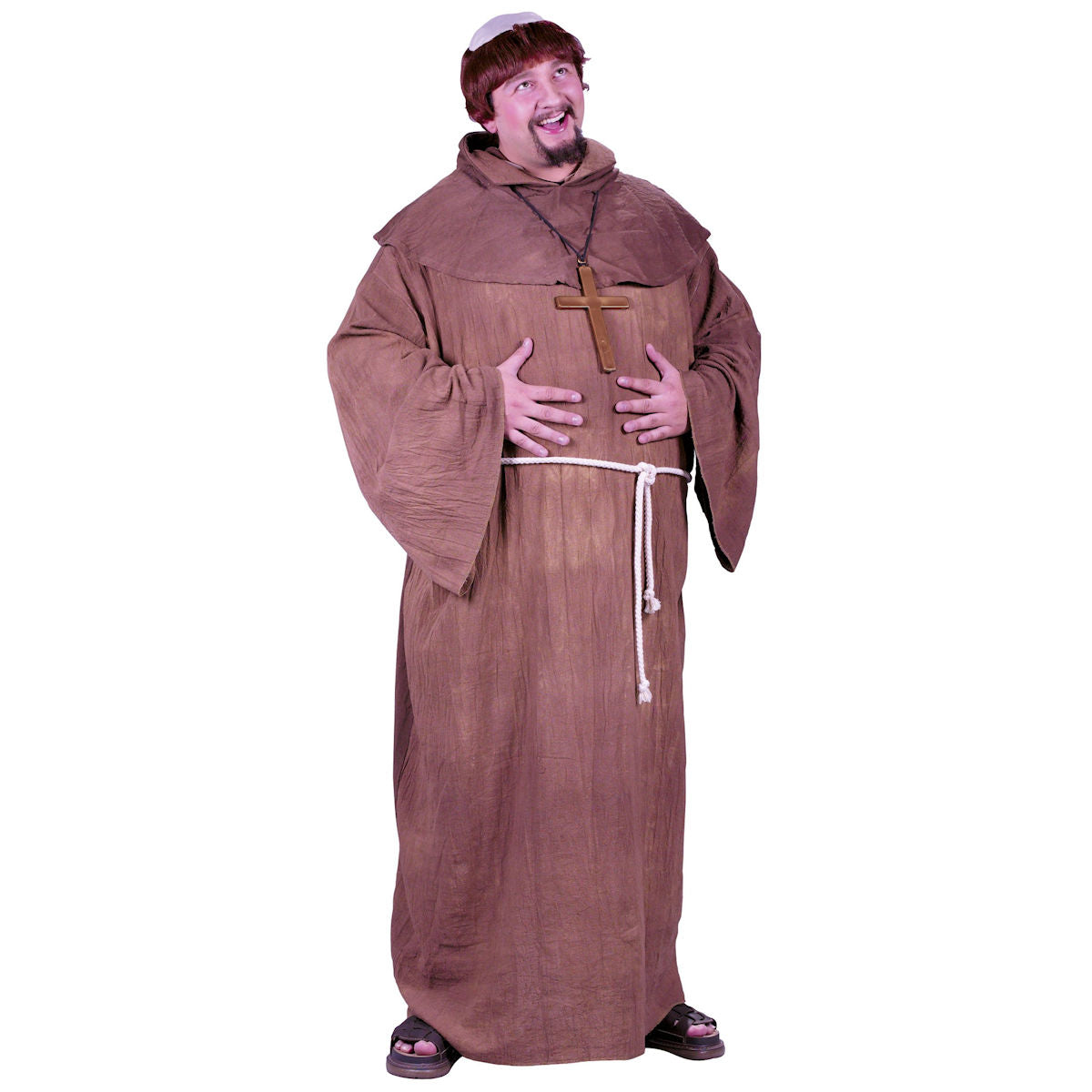 Plus Size Medieval Monk Priest Men's Costume with Wig