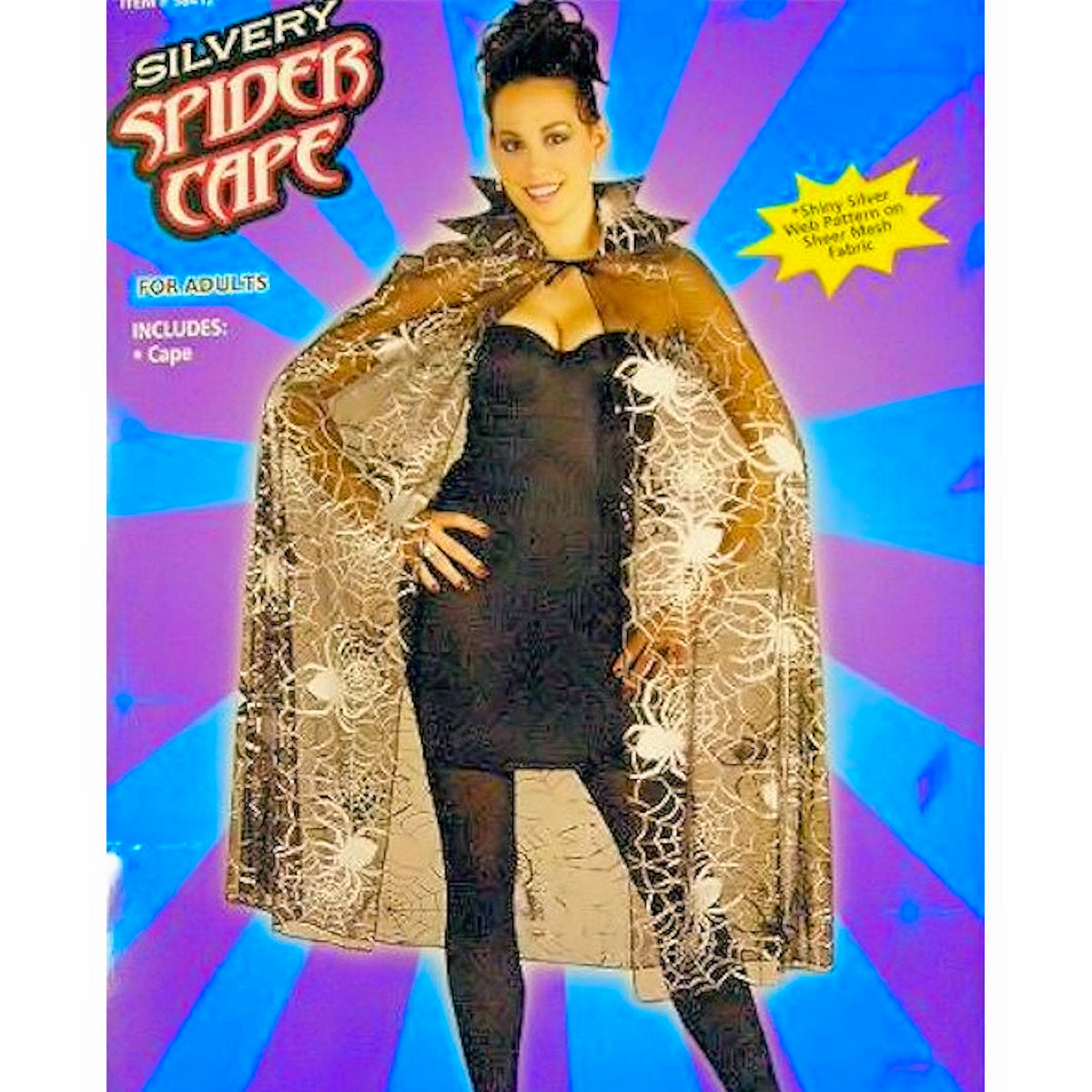 CAPE Sheer with Shiny Silvery Spider Web Pattern Adult