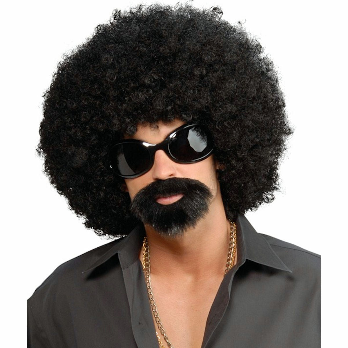 70's Afro Man Instant Costume Kit Wig with Glasses and beard/moustache