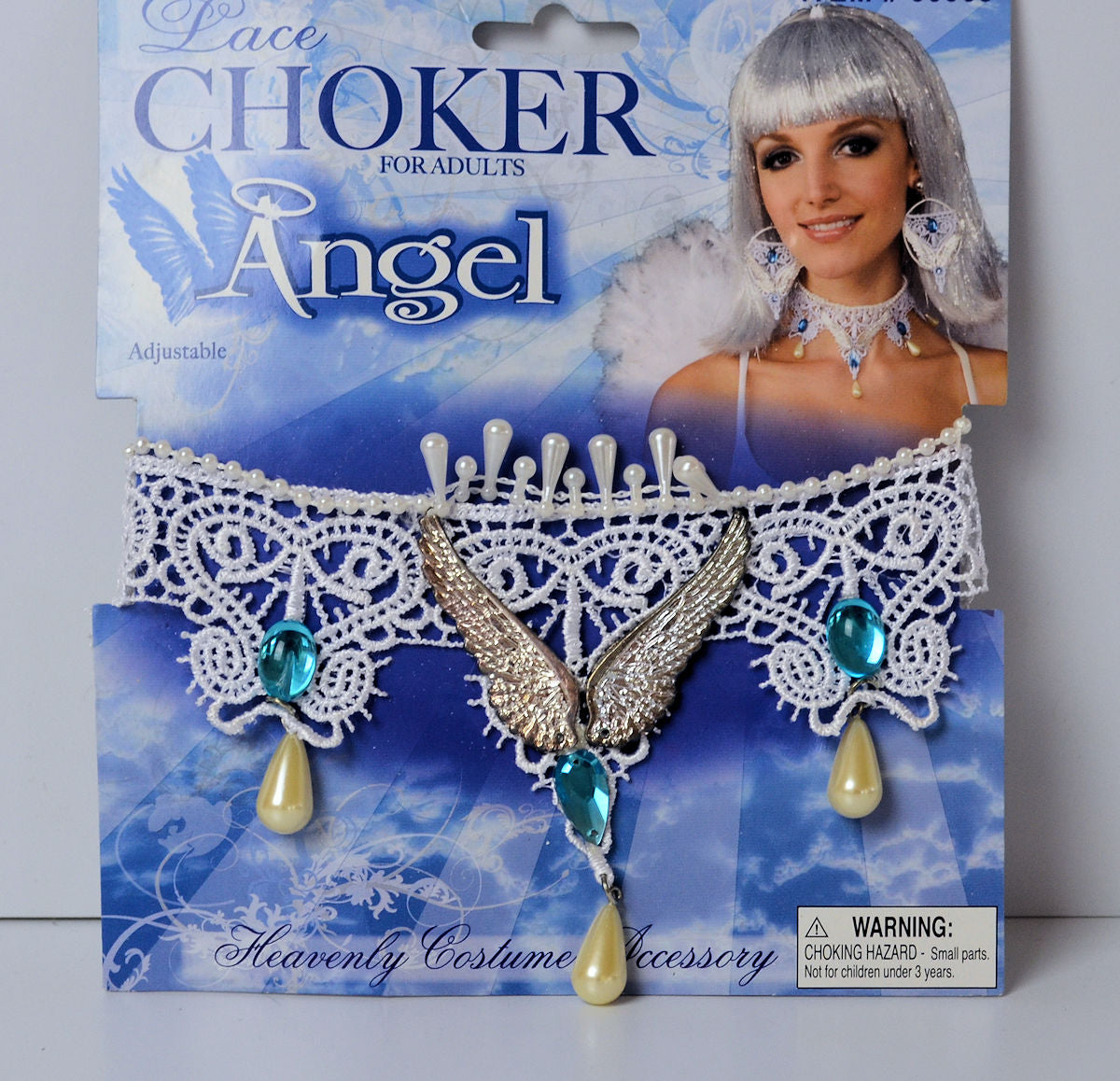 Choker White Lace Angel Necklace Women's fancy dress Costume Accessory