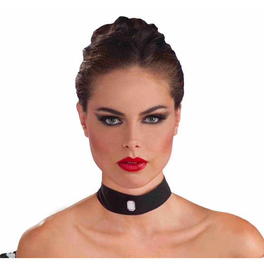 Velvet Choker with Gem Necklace Goth Burlesque Moulin Rouge Costume Accessory
